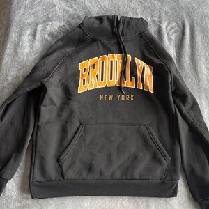 SHEIN Black Hoodie with Yellow "BROOKLYN" Graphic